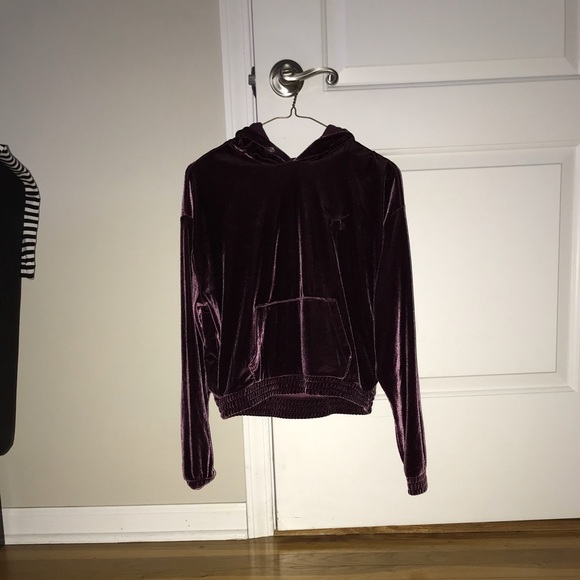 PINK Victoria's Secret Tops - PINK Victoria Secret Velvet Pullover Hoodie